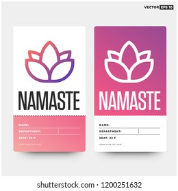 Namaste Yoga ID Card Design Lotus Icon with Gradient Design 