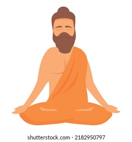 Namaste Yogi Icon Cartoon Vector. Male Rishi. Calm Pose