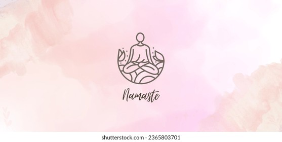 Namaster lettering and symbol background.website banner for spa.