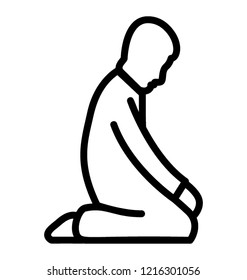 Namaz Line Icon, Muslim Prayer 