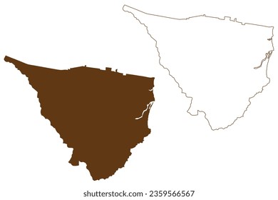Nambucca Valley Council (Commonwealth de Australia, Nueva Gales del Sur, NSW) mapa de ilustración vectorial, dibujo de garabatos del mapa del valle de Nambucca