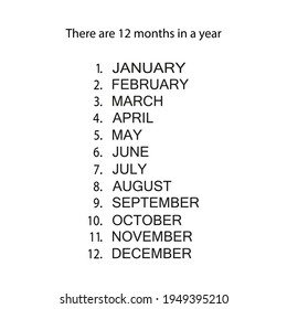  name of the 12 months of the year.vector illustration.poster, print,