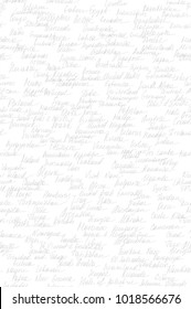 Name of 195 counties on the world. Hand drawn. Light grey font on white background. Seamless texture.