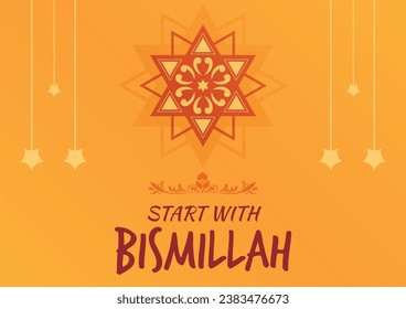 En nombre de la ilustración vectorial de Alá, bismillah  