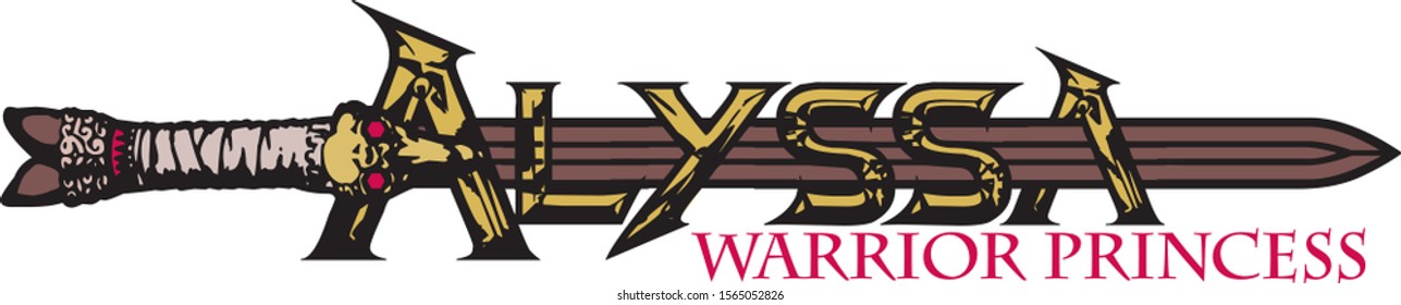 alexia-warrior-princess-name-art-warrior-stock-vector-royalty-free