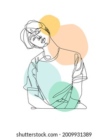 Name of artwork: "neck tilt" One-line art. The charm of this piece is the lines of different painters.
