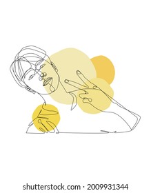 Name of artwork: "two fingers" One-line art. The charm of this piece is the lines of different painters.