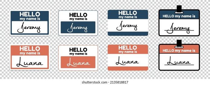 Name Badge, Paper Labels For Identification Students, Teacher And Speaker - Different Vector Illustrations Isolated On Transparent Background