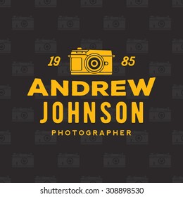 name based photographer emblem. personal logotype template. vector illustration
