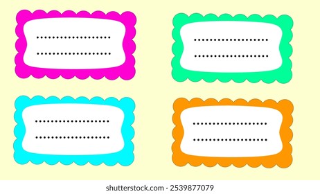 name box flat cute kawaii for kids education - set of notebook printable reminder