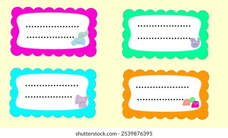 name box shape cute kawaii for kids education - set of notebook printable reminder