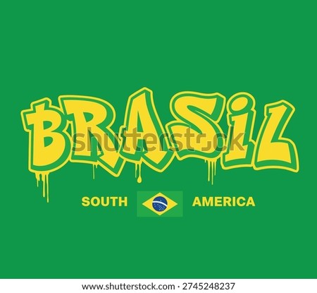 The name "Brazil" in graphite on a green background.