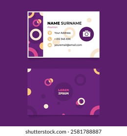 Name Card Design with Abstract Circular Graphic Theme