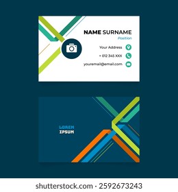 Name Card Design with Abstract Line Stripe Composition