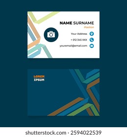 Name Card Design with Abstract Line Stroke Composition