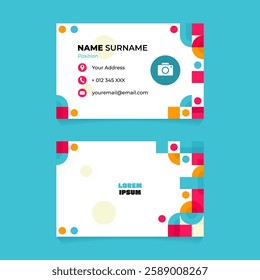 Name Card Design with Abstract Rounded Square Mosaic