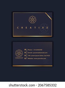 Name card, Luxury and elegant black gold business card template on black background. suitable for technology companies