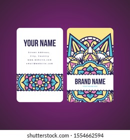 Name Card With Mandala Geometric Background