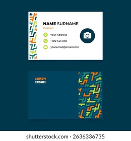 Name Card Template with Abstract Diagonal Line Bold Composition