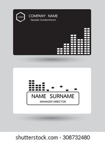 Name Card from vector. Black and white concept for condominium or building.