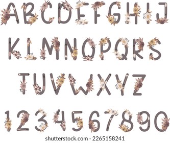 Name Creator Flowers includes flower alphabet, numbers, flower compositions, cute graphic elements to create your own designs