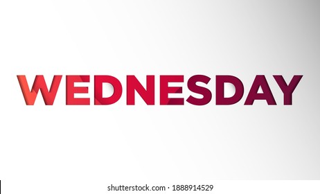 Name of The Day Background Template. Holiday Vector Illustration of Paper Cut Wednesday. Name of The Day Paper Cut Background Festive Poster or Banner Design. Modern Days of The Week Background