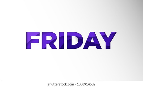 Name of The Day Background Template. Holiday Vector Illustration of Paper Cut Friday. Name of The Day Paper Cut Background Festive Poster or Banner Design. Modern Days of The Week Background