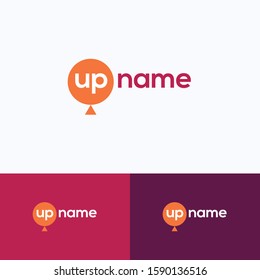 UP name font logo. Flat baloon lift logo template. Letter logotype with word UP