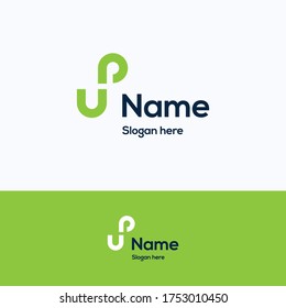 UP Name Font Logo. Flat Fresh Up Logo Template. Letter Logotype With Word UP