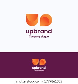 UP name font logo. Gradient fresh up logo template. Letter logotype with word UP