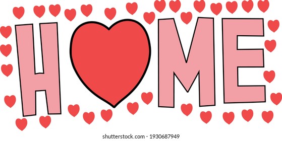 The name Home formed by hearts