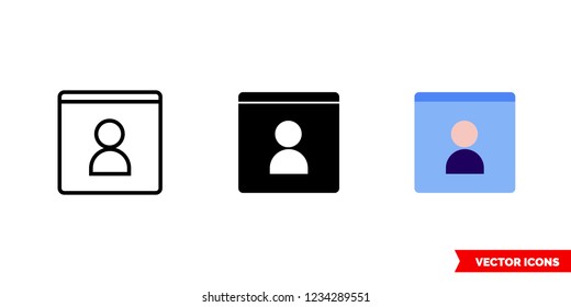Name icon of 3 types: color, black and white, outline. Isolated vector sign symbol.