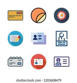 name icon set. vector set about id card, business card, badges and card icons set.