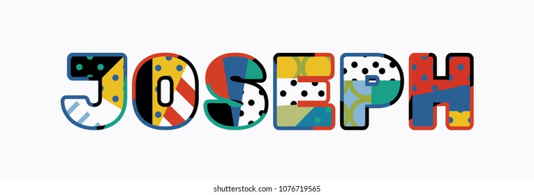 The name JOSEPH concept written in colorful abstract typography. Vector EPS 10 available.