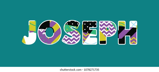 The name JOSEPH concept written in colorful abstract typography. Vector EPS 10 available.