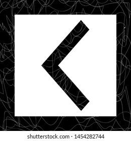 Name Kenaz. Ancient occult symbol of the Vikings, a pattern of letters on a white background, rune font. Vector illustration, EPS 10 . Old Norse writing.