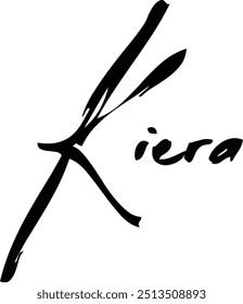 Name Kiera Of Baby Girl Cursive Typography Hand Written Brush Text
