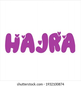 name with letter HAJRA in majanda color 