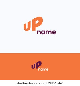 UP name logo. Flat letters dynamic logo template. Letter logotype with word UP