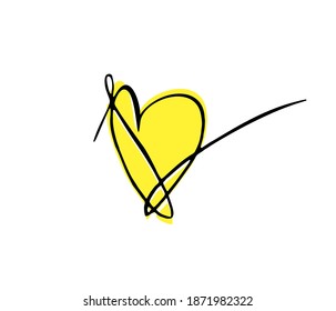 Corazón al estilo de doodle sobre un fondo blanco. Día de San Valentín. letra v - logotipo.