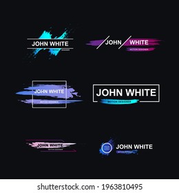 Name Lower Thirds Set Brush Modern Colorful templates. Vector illustration