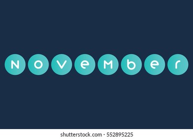 Name of Month November on the dark background