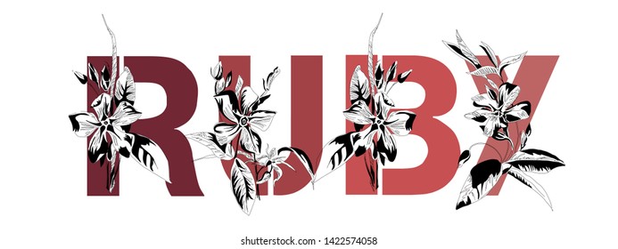 Name Ruby Font Composition Named Ruby Stock Vector (Royalty Free) 1422574058