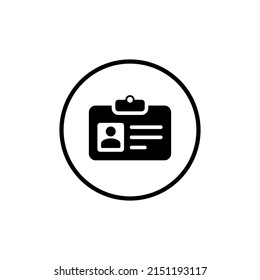 Name Tag, Badge, ID Card Icon Vector in Line Circle