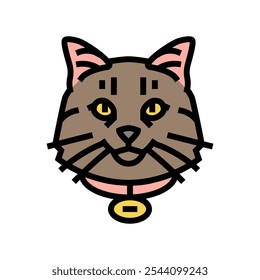 Vector del icono del color de la cría del gato. Etiqueta de nombre del gato que cría el signo. Ilustración aislada del símbolo