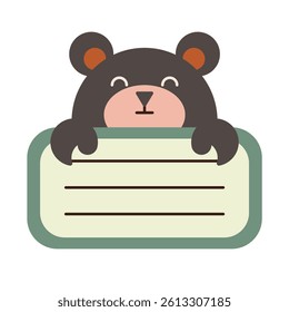 Name Tag Cute Bear Character Animal Illustrations