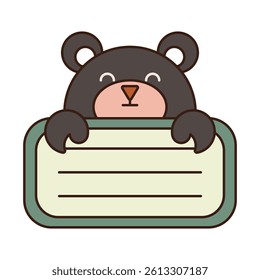 Name Tag Cute Bear Character Animal Illustrations