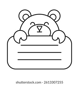 Name Tag Cute Bear Character Animal Illustrations