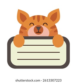 Name Tag Cute Cat Character Animal Illustrations