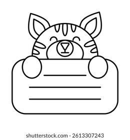 Name Tag Cute Cat Character Animal Illustrations